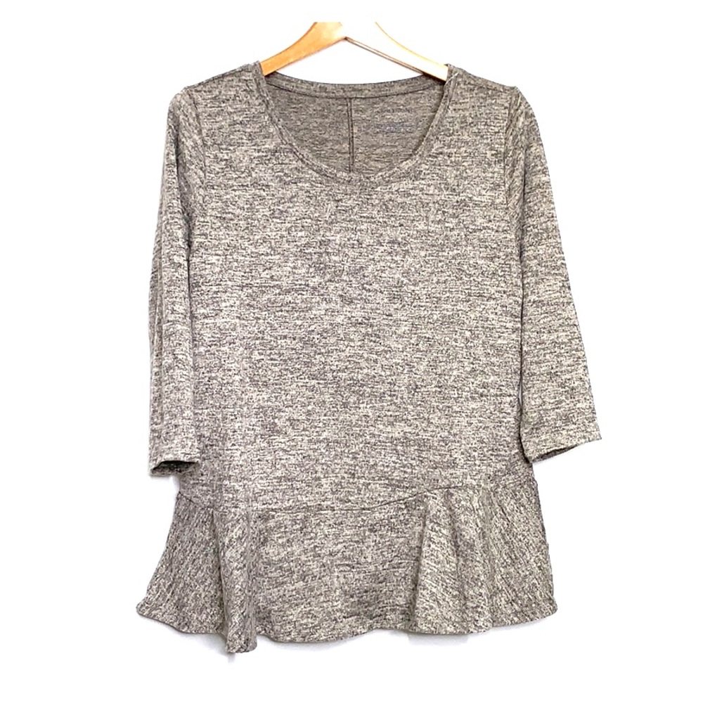 LANE BRYANT • Heather Grey Beige Peplum Knot Top